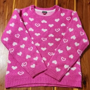 Vince Camuto Pink and White Heart Sweater